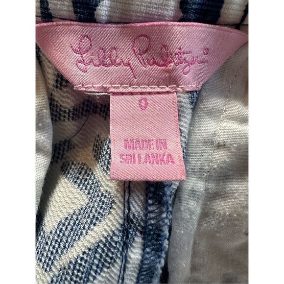 Lilly Pulitzer women’s blue white flat front zip up pockets size 0.   #30-1542 - Picture 3 of 6